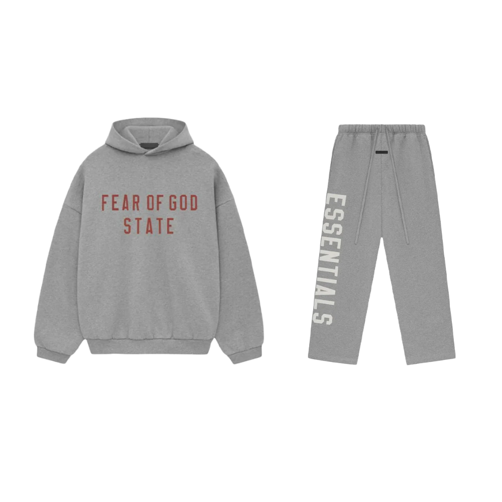 Fear of God Essentials Fleece Hoodie S24 Dark Heather + S24 Sweatpants Relaxed Heather SET-Bundle-pikastore.cz-pikastore.cz