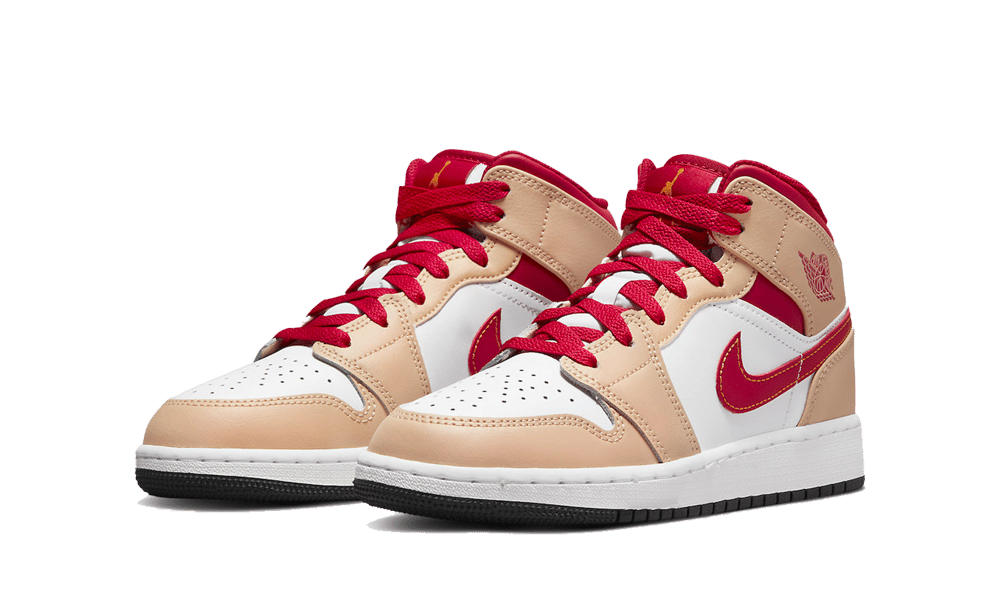Nike Air Jordan 1 Mid Light Curry Cardinal (GS)-sneakers-Air Jordan-pikastore.cz