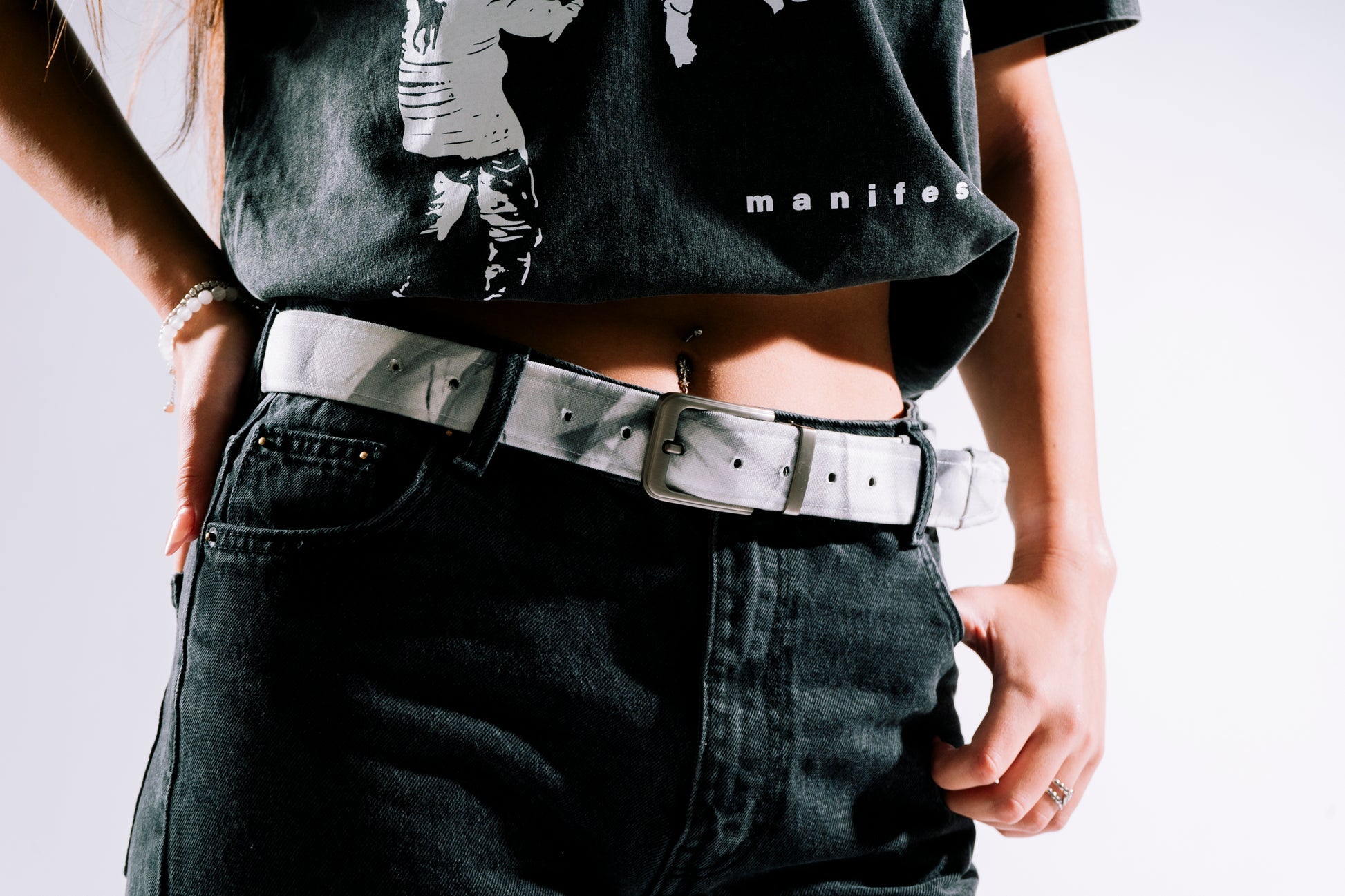 Custom White Marble Fade Belt