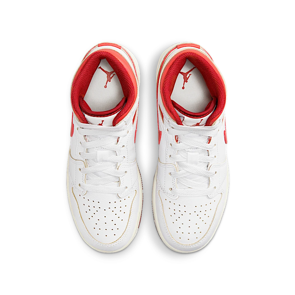 Nike Air Jordan 1 Mid SE GS White Dune Red-Air Jordan-pikastore.cz