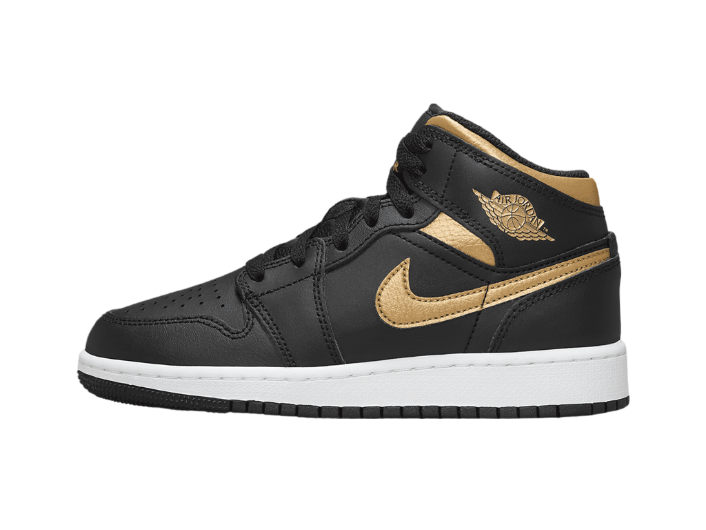 Air Jordan 1 Mid GS Black Metallic Gold