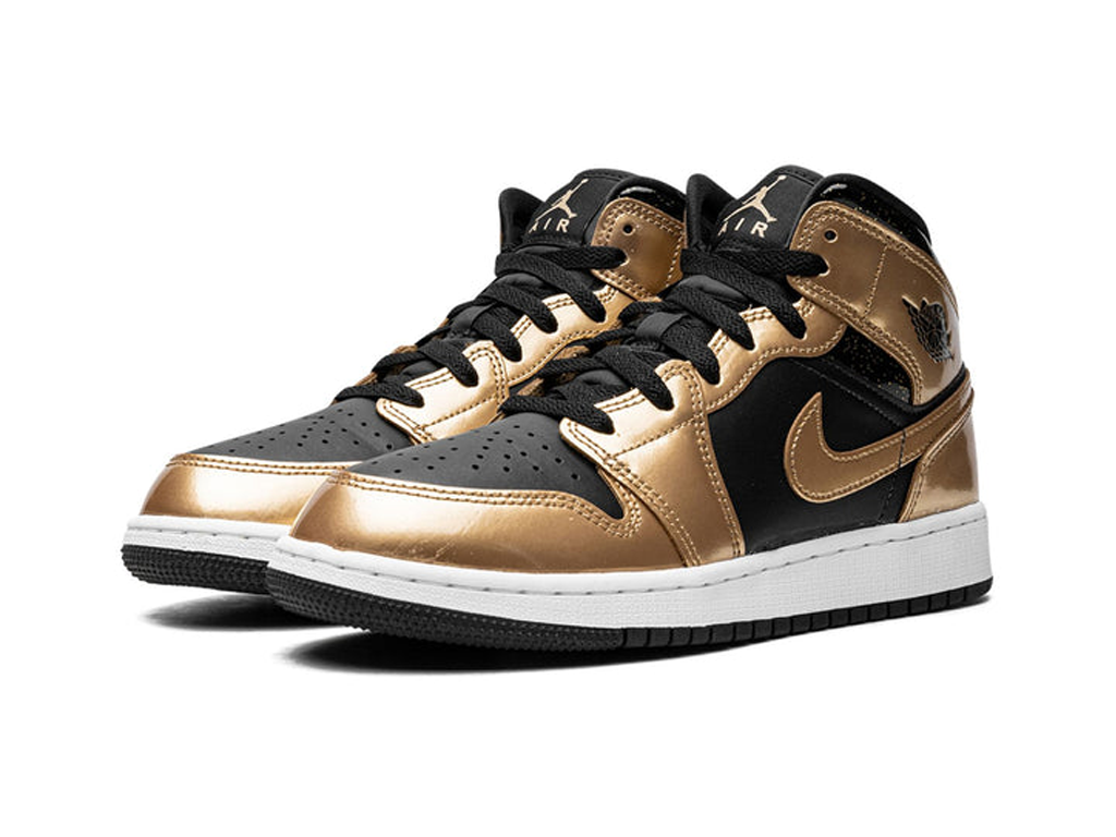 Nike Air Jordan 1 Mid SE GS Metallic Gold Black-Air Jordan-pikastore.cz