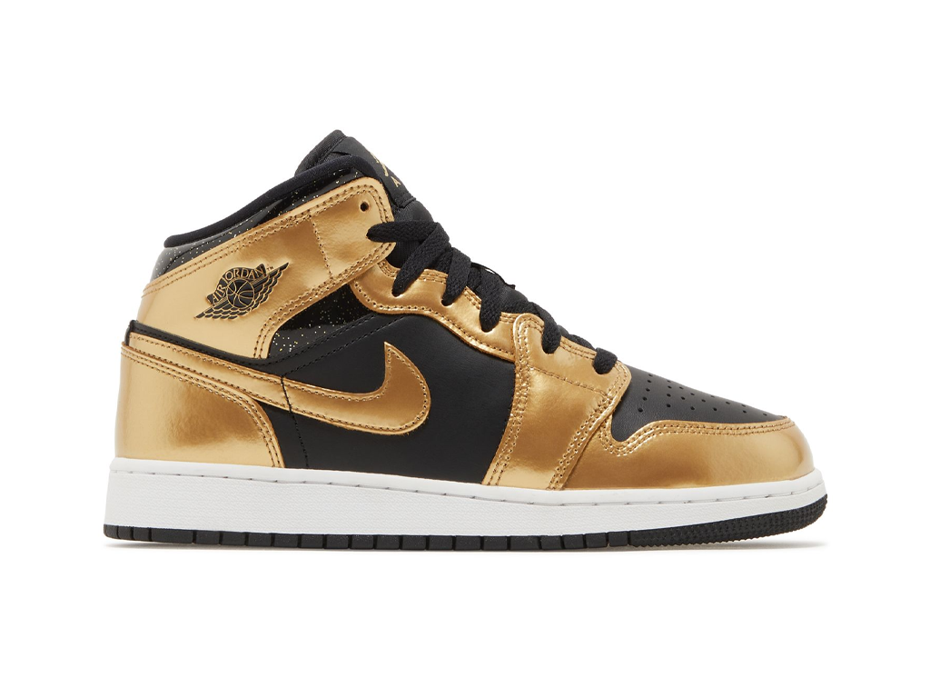 Nike Air Jordan 1 Mid SE GS Metallic Gold Black-Air Jordan-pikastore.cz