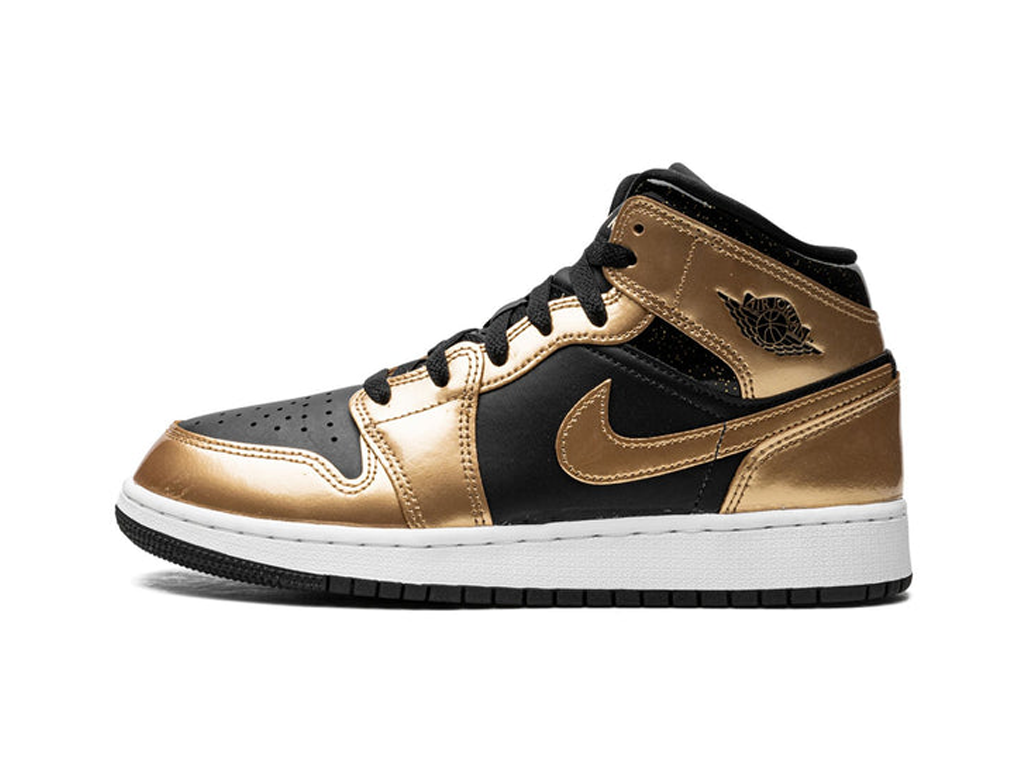 Nike Air Jordan 1 Mid SE GS Metallic Gold Black-Air Jordan-pikastore.cz