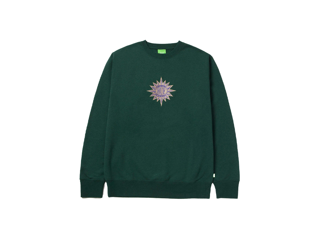 HUF New Sun Crewneck Forest Green-HUF-pikastore.cz