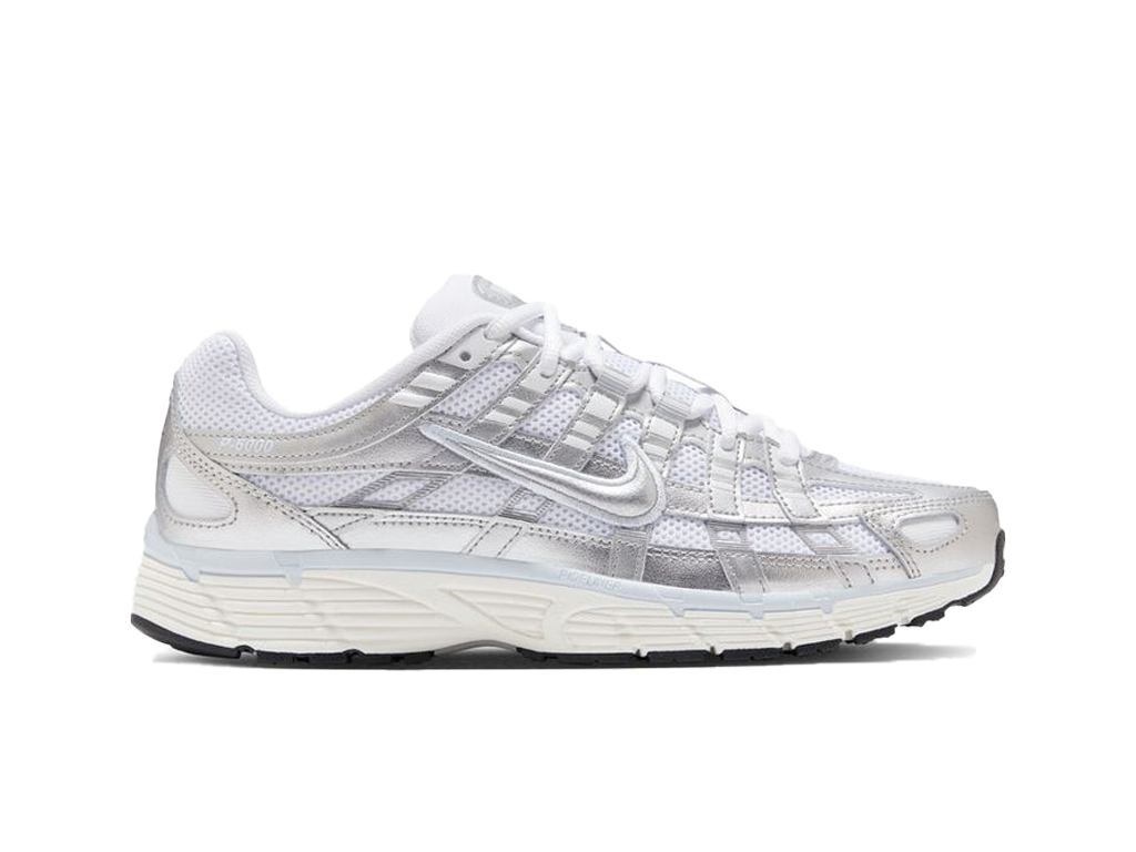 Nike P-6000 White Blue Tint Sail Metallic Silver (Womens)-Nike-pikastore.cz