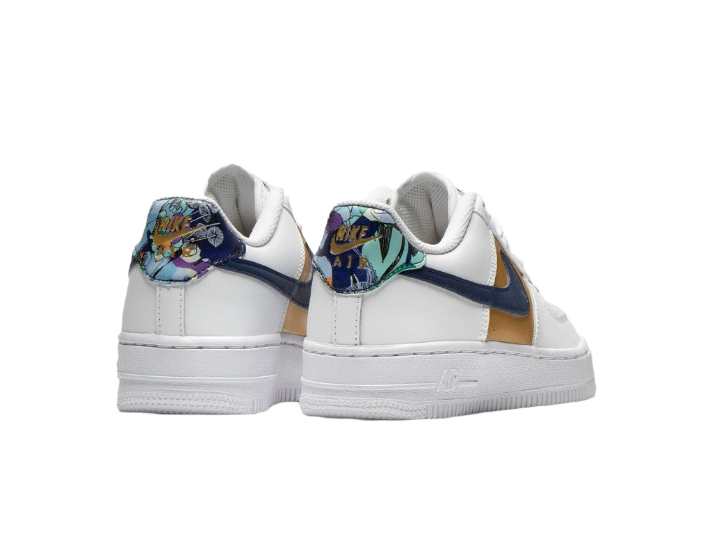 Nike Air Force 1 Low '07 LV8 White Blue Void Metallic Gold (GS)-sneakers-Nike-pikastore.cz