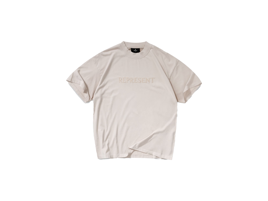 Represent Embroidered Serif Logo T-Shirt Concrete
