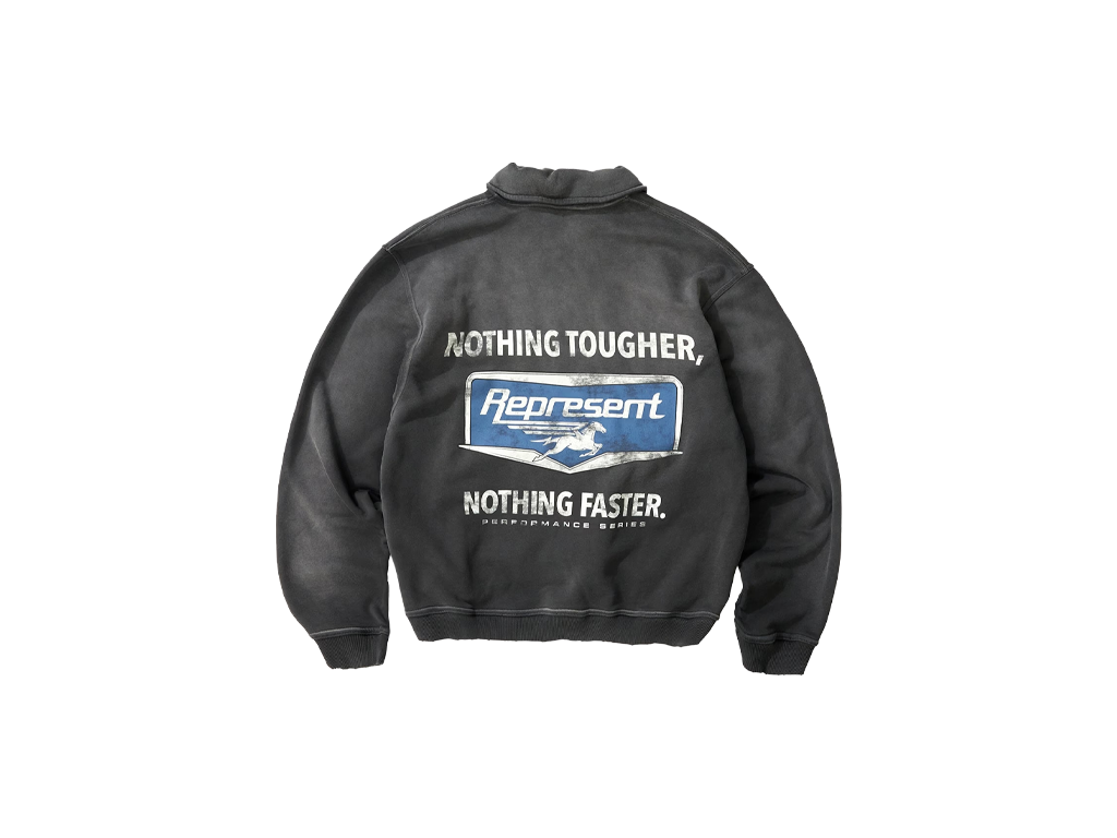 Represent Nothing Faster Quarter Zip Sweatshirt Stained Black-Represent-pikastore.cz