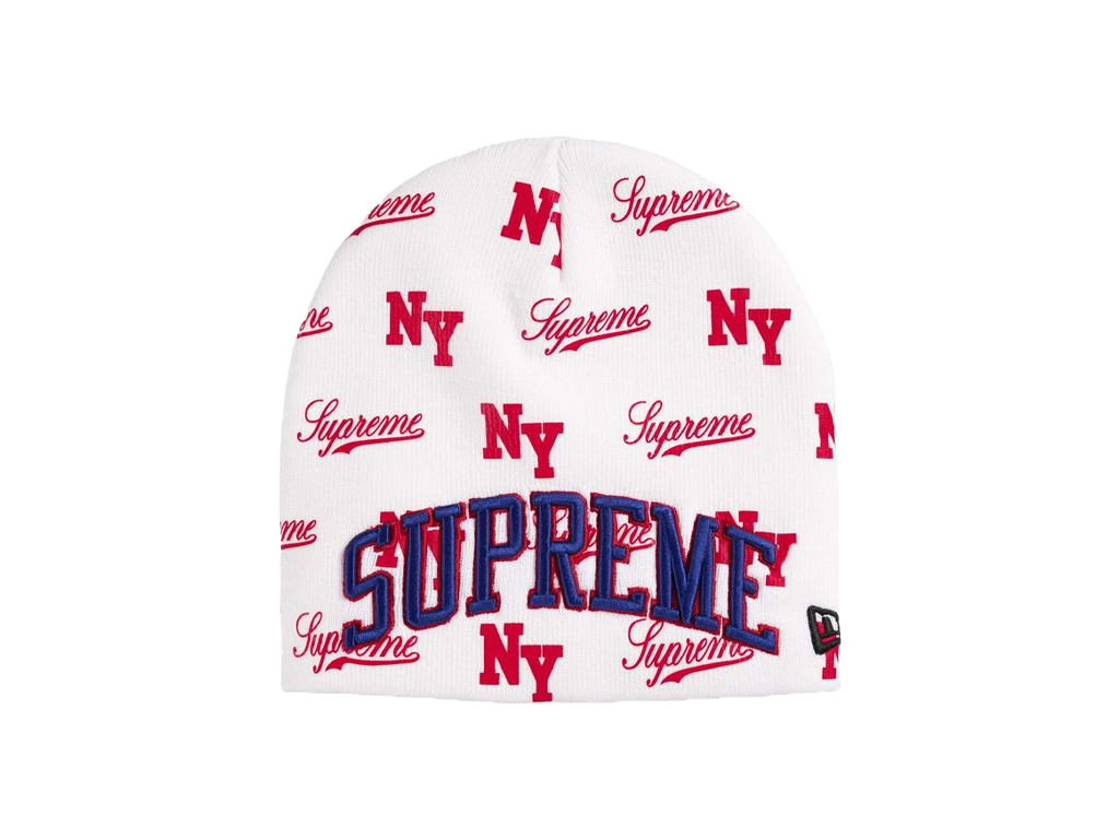 Supreme New Era Monogram Beanie White-Supreme-pikastore.cz
