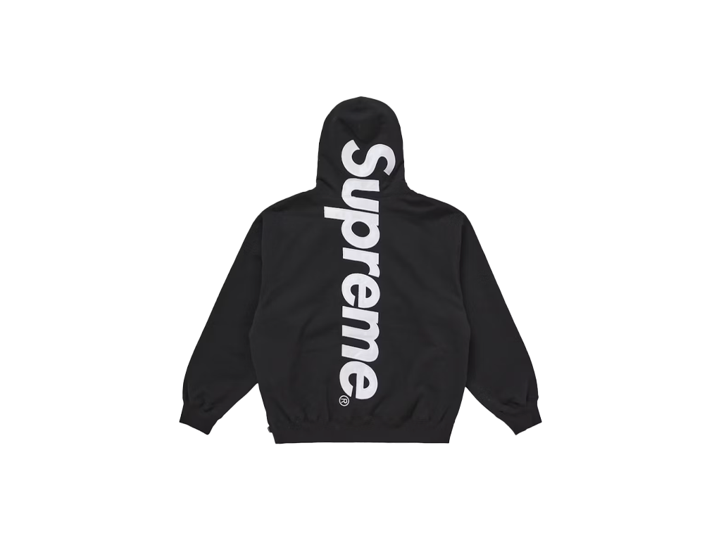 Supreme Satin Applique Hooded Sweatshirt (FW25) Black-Supreme-pikastore.cz