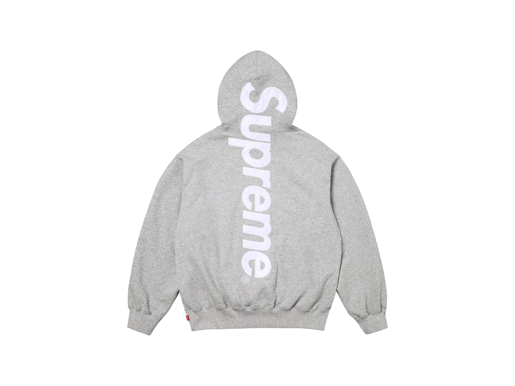 Supreme Satin Applique Hooded Sweatshirt (FW25) Heather Grey-Supreme-pikastore.cz