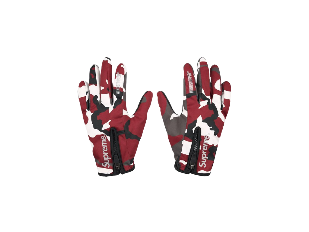 Supreme WINDSTOPPER Zip Gloves (FW25) Red Camo-Supreme-pikastore.cz