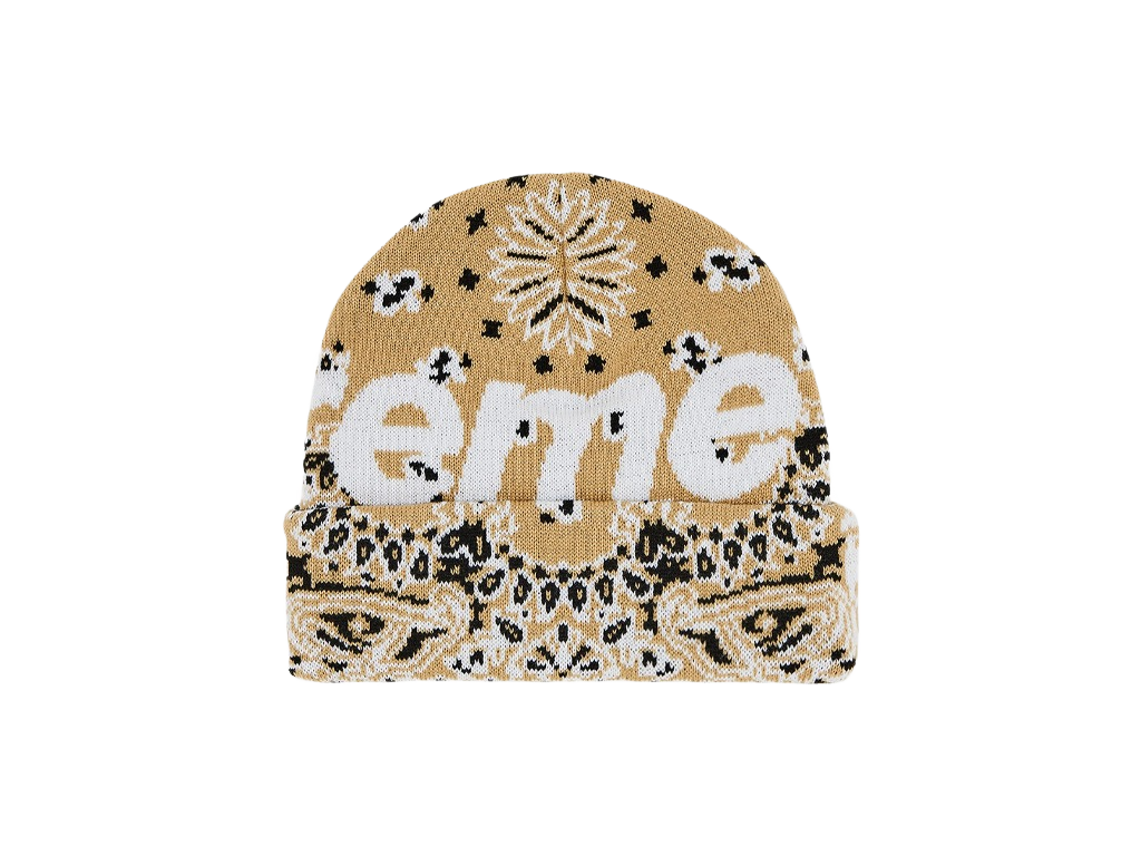 Supreme Bandana Big Logo Beanie Beige-Supreme-pikastore.cz