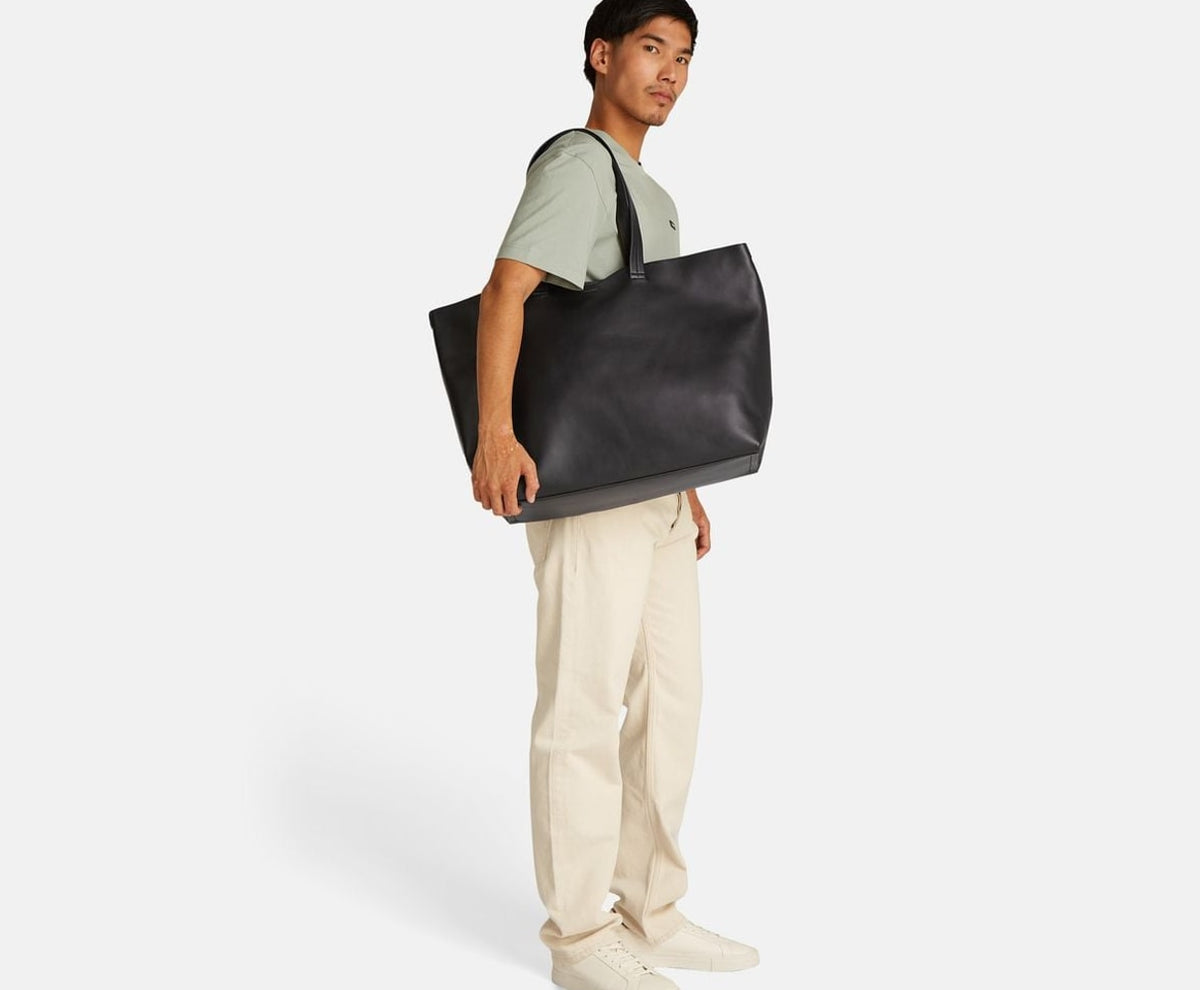Calvin Klein Leather tote bag Black – táska – fotó 5/5