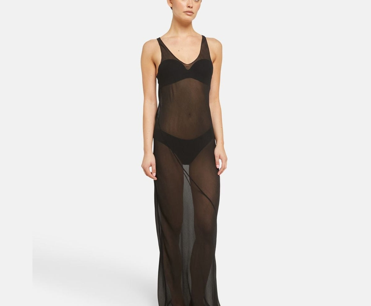 Calvin Klein Silk night gown Black – ruházat – fotó 4/4