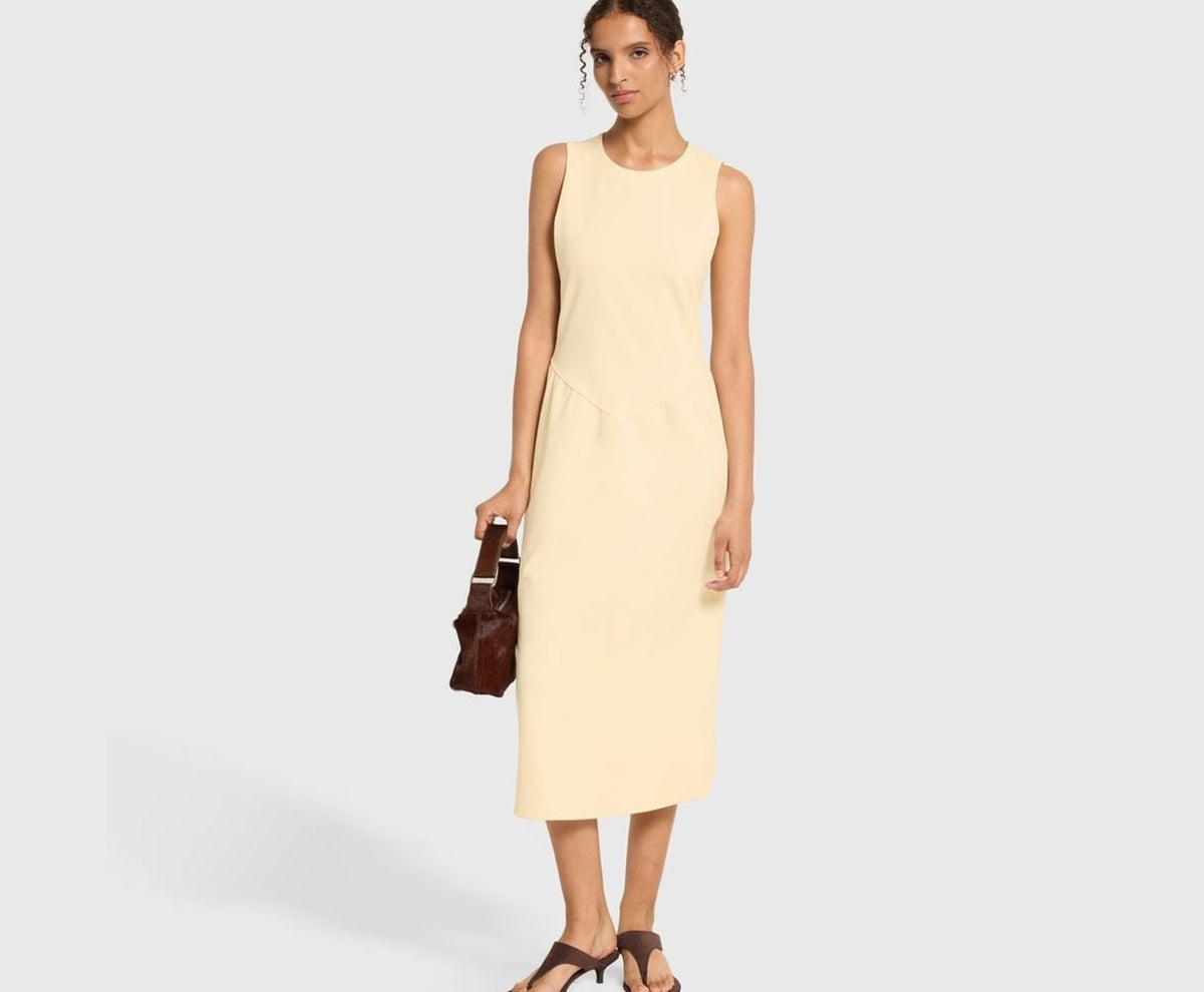 Calvin Klein Midi dress Light Yellow – oblečení – fotka 5 z 5