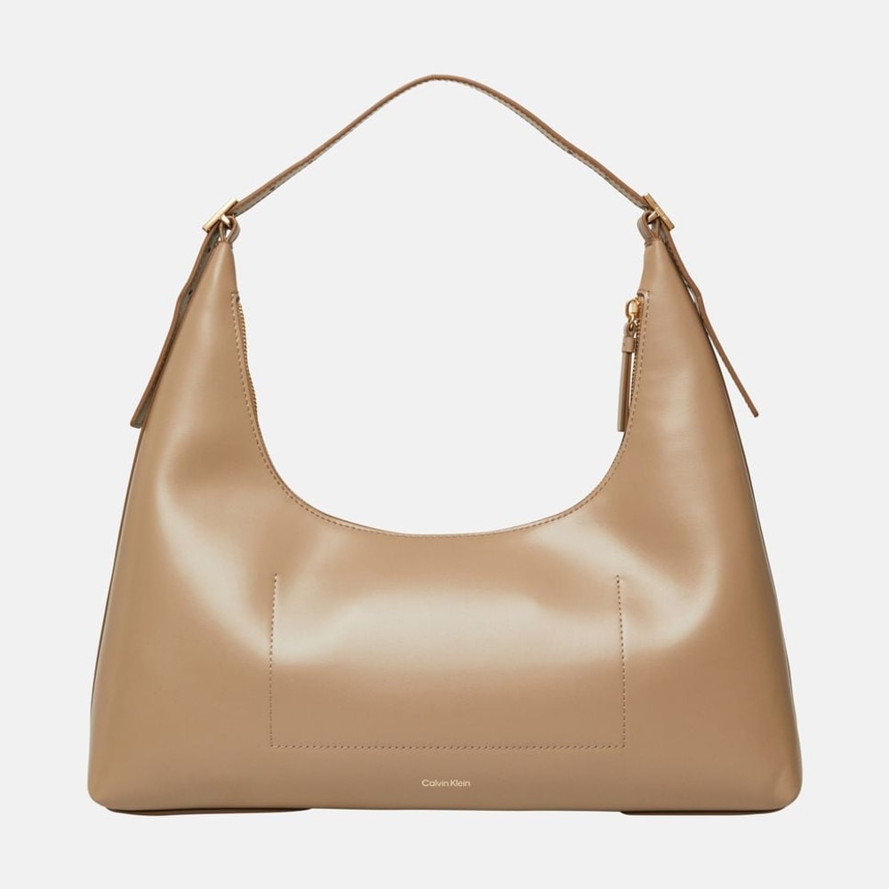 Calvin Klein Leather shoulder bag Emblem Taupe – borsa – foto 4 di 5