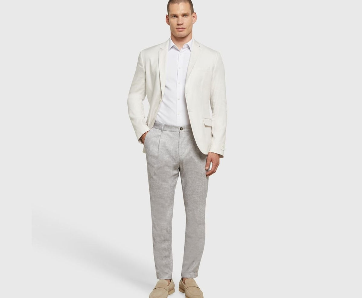 Calvin Klein Linen-blend suit jacket Ecru – kurtka – zdjęcie 5 z 6