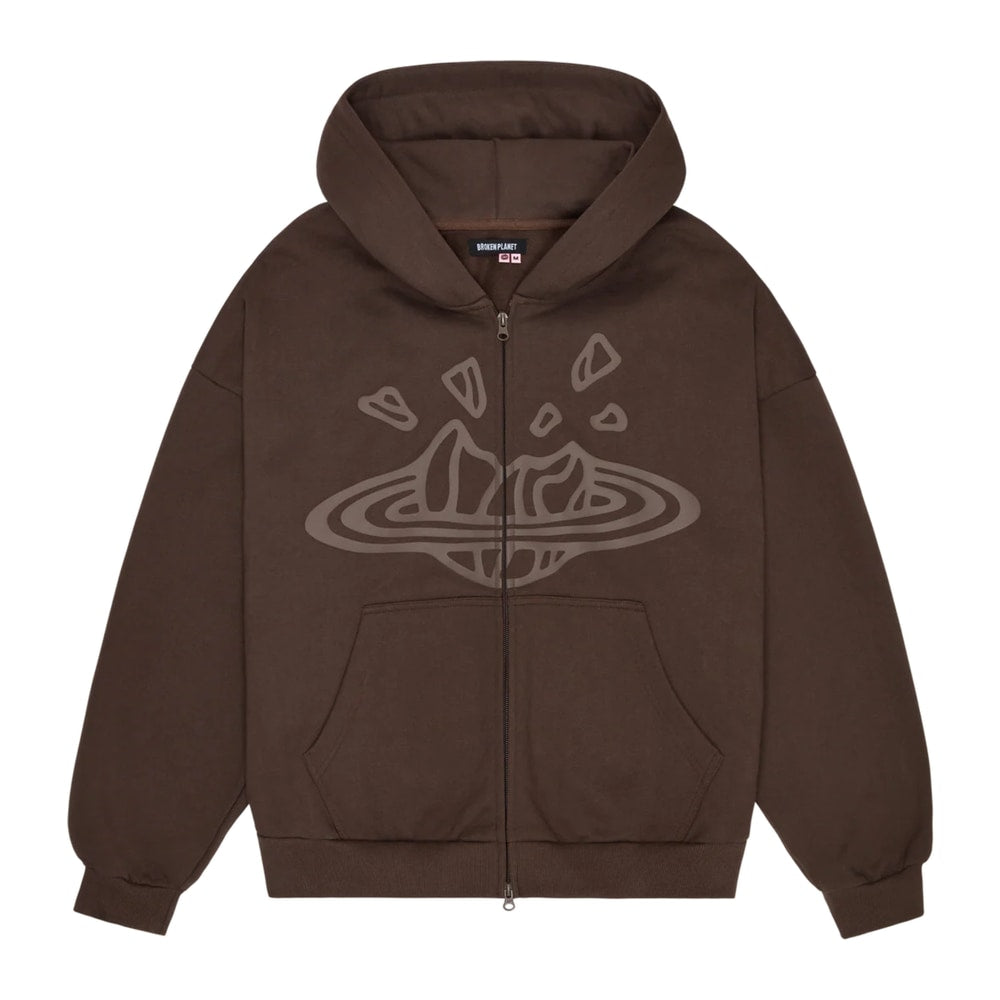 Broken Planet Zip Up Hoodie Chocolate Brown