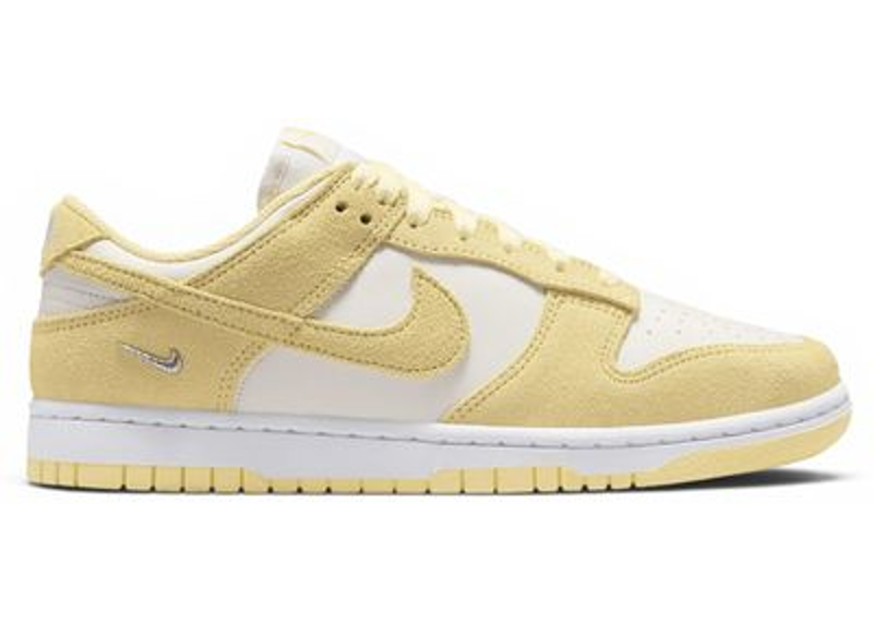 Nike Wmns Dunk Low Suede Sail White Metallic Silver Soft Yellow