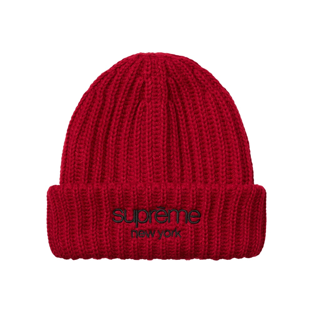 Supreme Classic Logo Chunky Ribbed Beanie Red