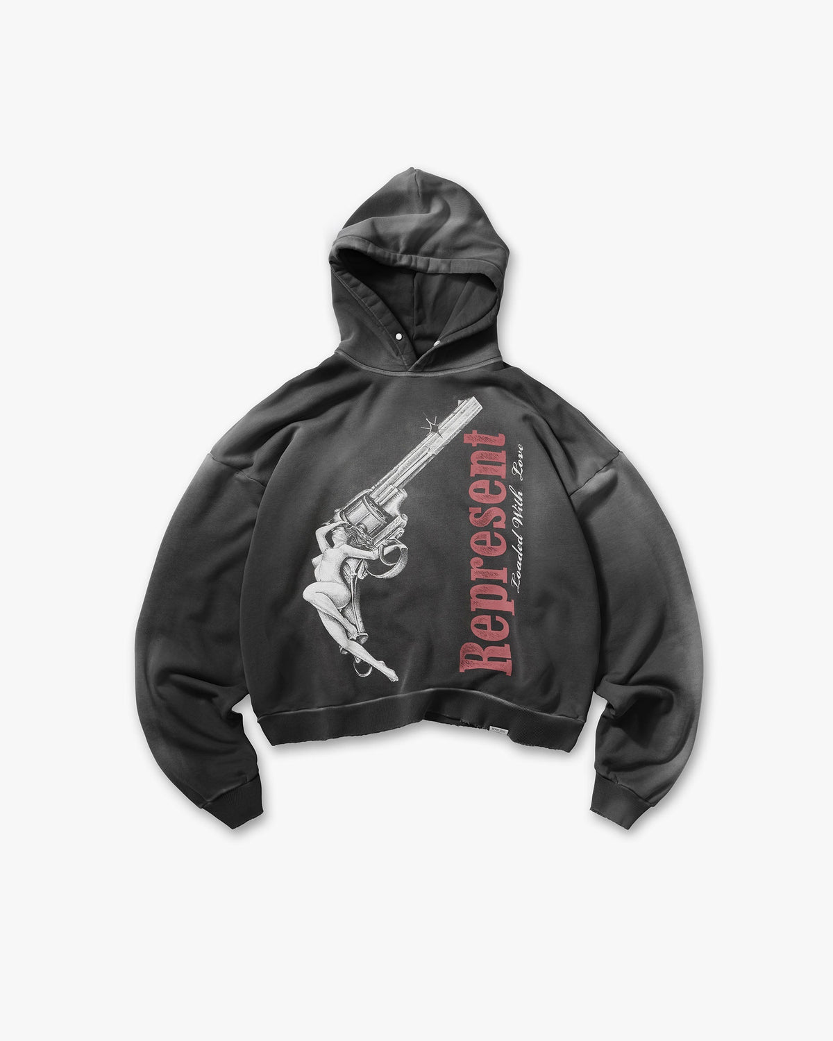Represent Loaded With Love Hoodie Stained Black