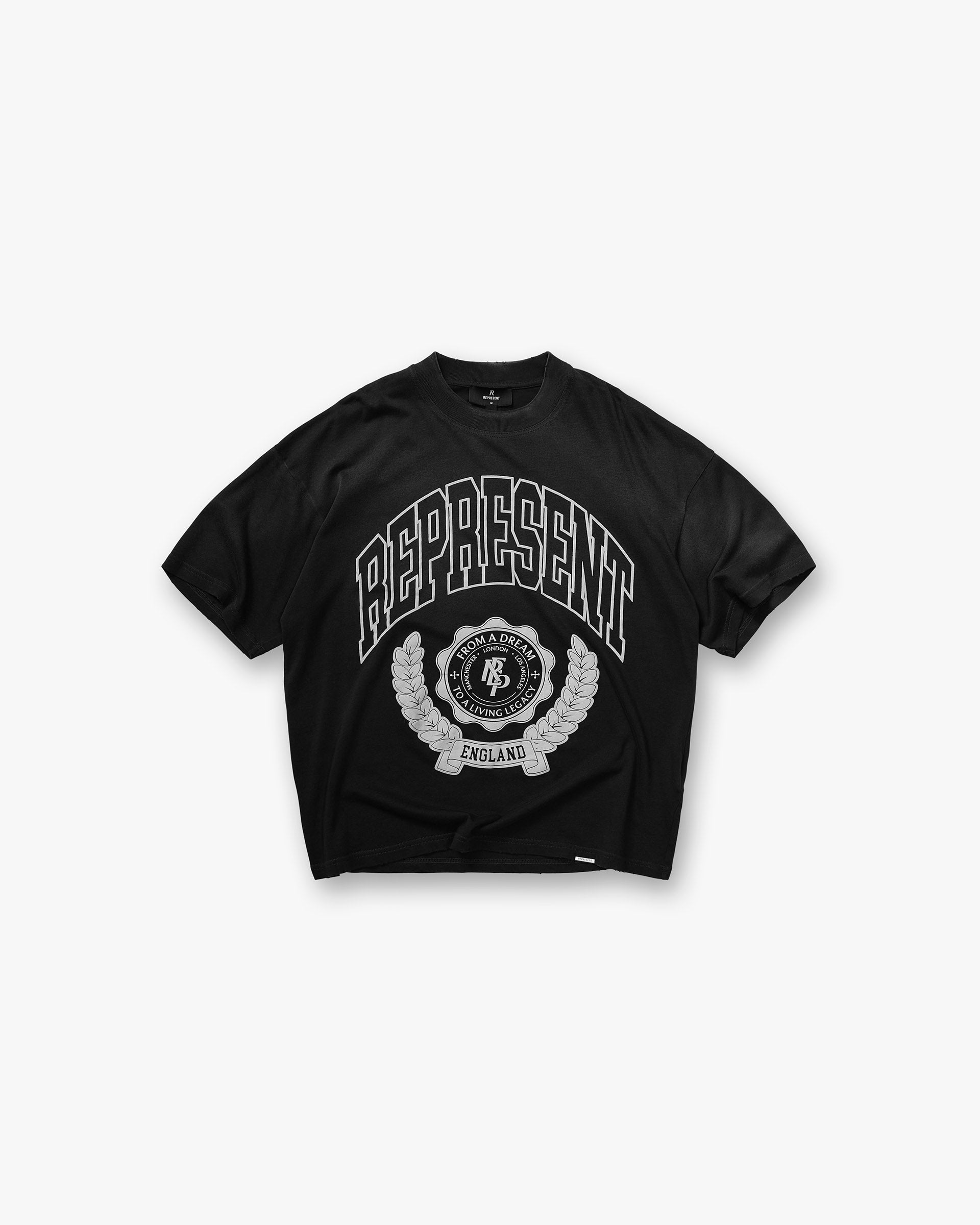 Represent Legacy Crest T-Shirt Stained Black
