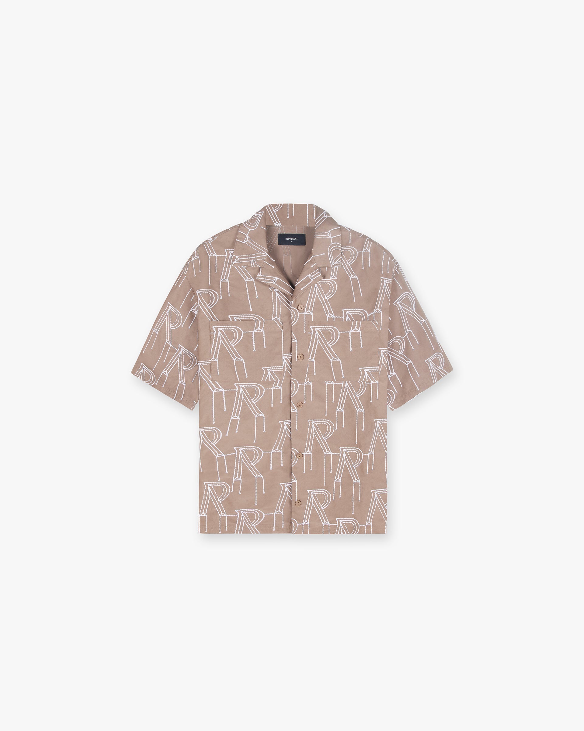 Represent Embroidered Initial Overshirt Washed Taupe