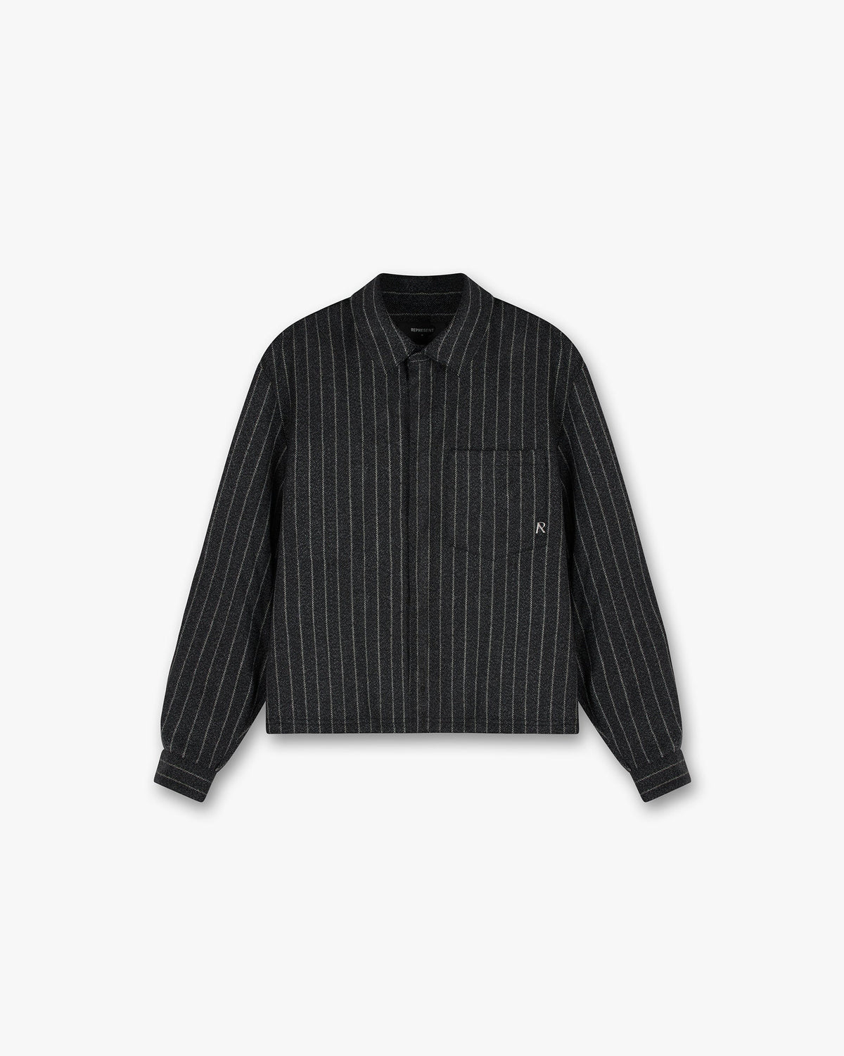 Represent Cropped Dress Shirt Black Pinstripe