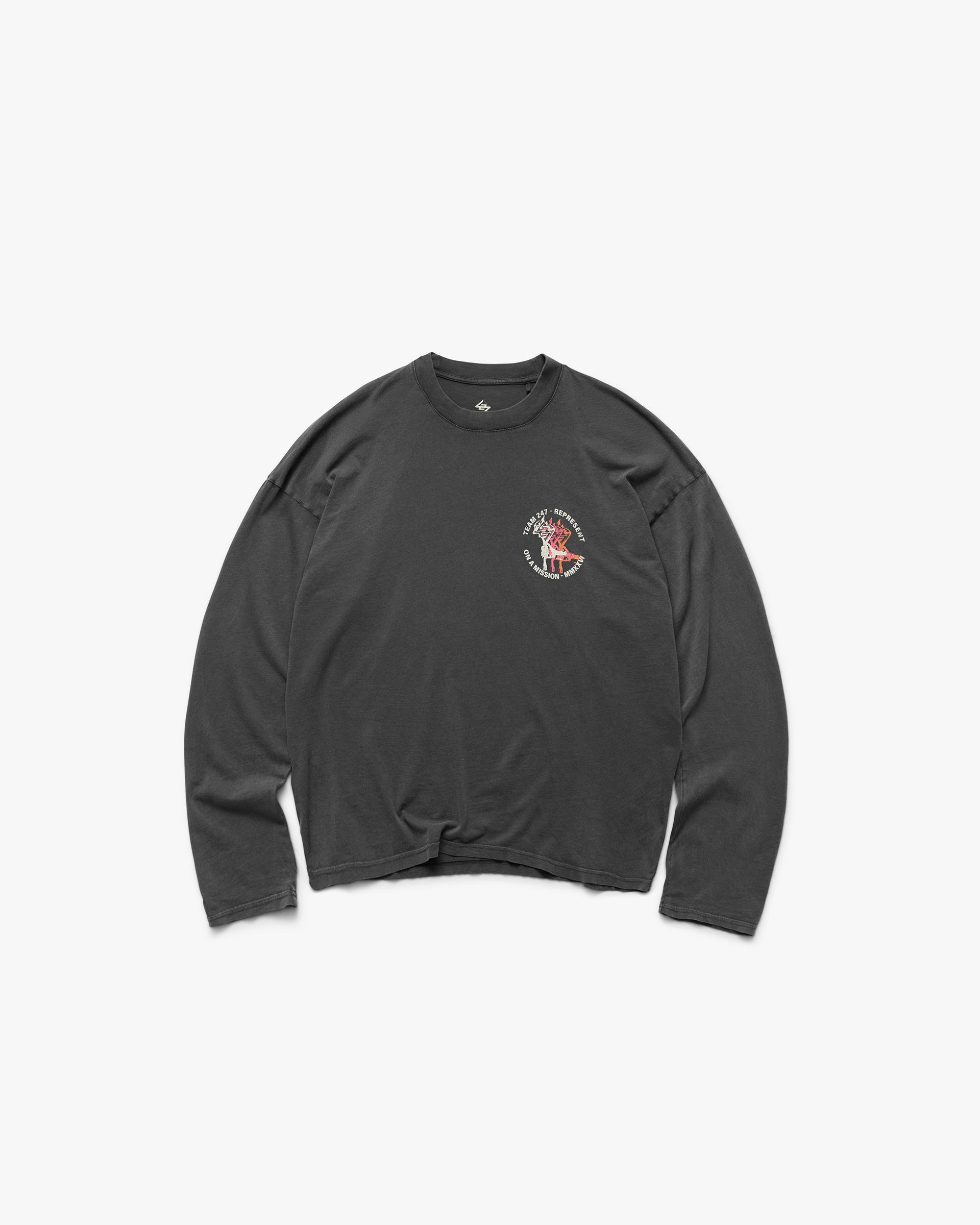Represent 247 Torch Boxy Long Sleeve T-Shirt Washed Black