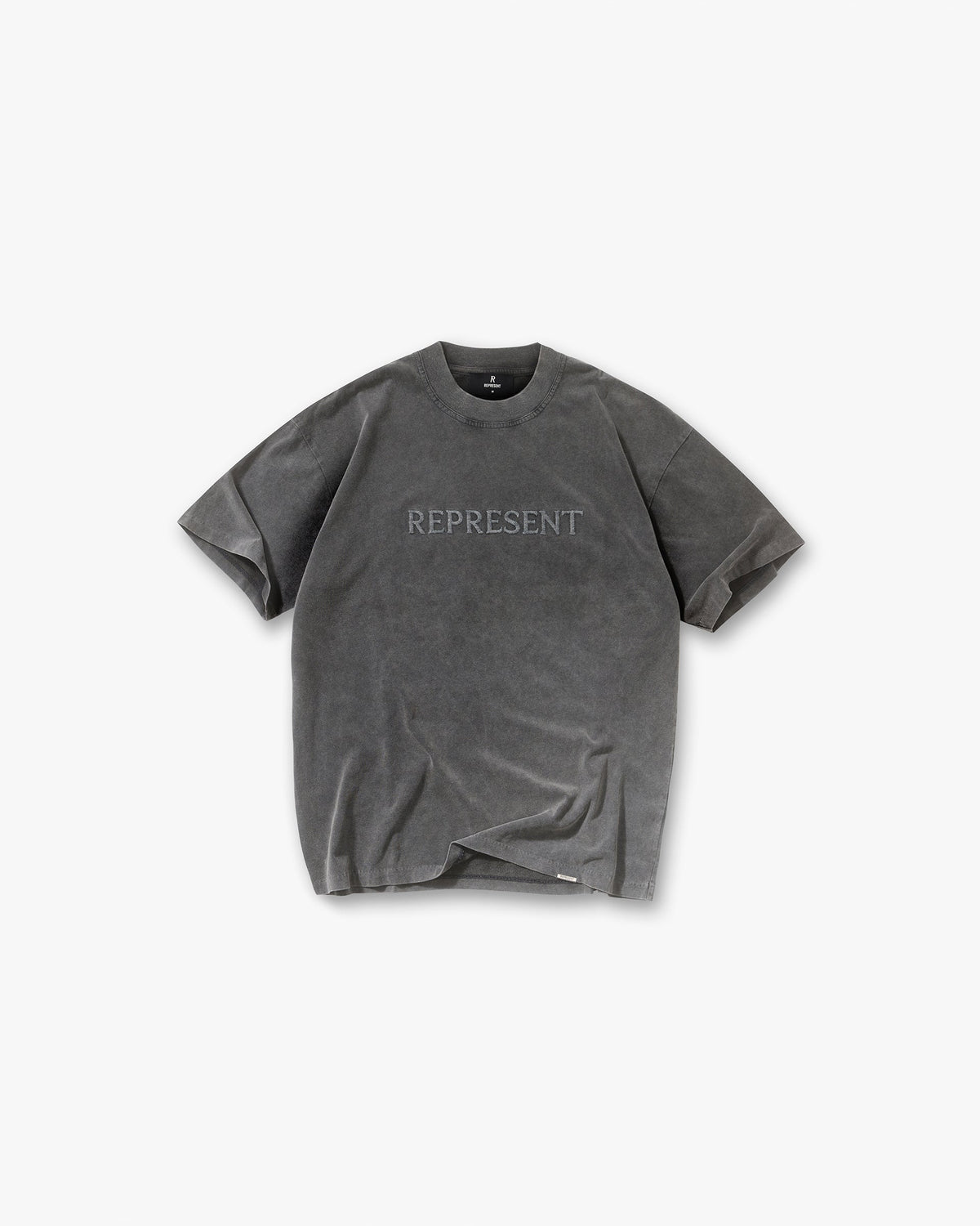 Represent Embroidered Serif Logo T-Shirt Vintage Grey