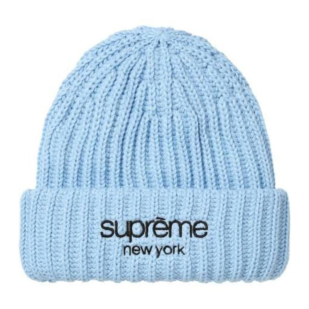 Supreme Classic Logo Chunky Ribbed Beanie (FW26) Light Blue