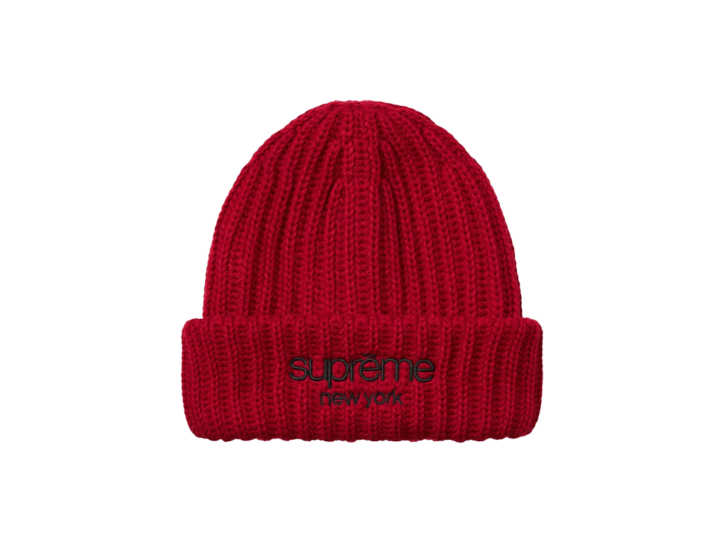 Supreme Classic Logo Chunky Ribbed Beanie Red-Supreme-pikastore.cz
