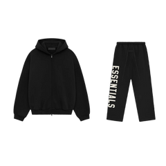 pikastore.cz Fear of God Essentials S24 Heavy Fleece Zip Hoodie Black + S24 Sweatpants Relaxed Black SET