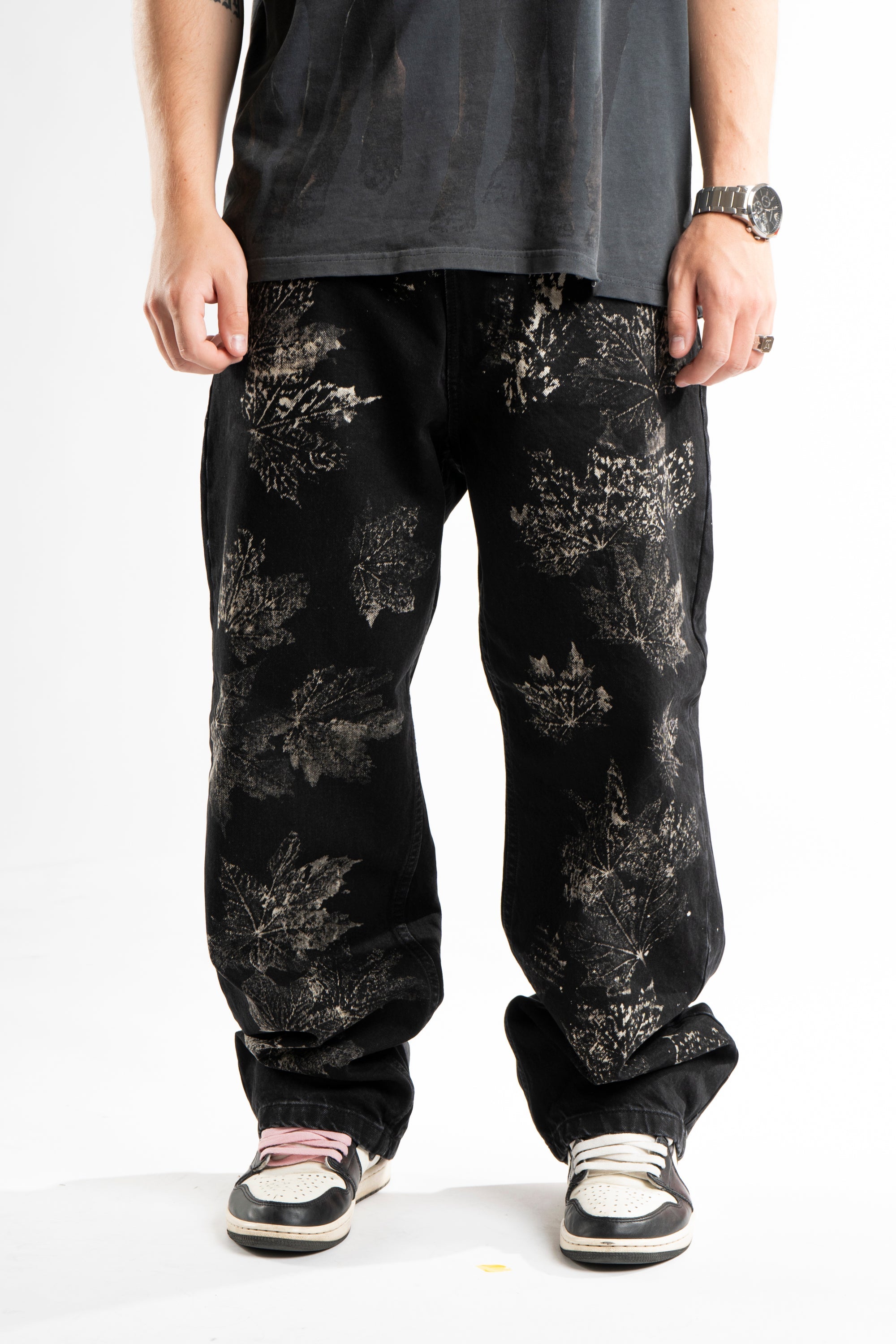 Custom Bleached Leaf Jeans