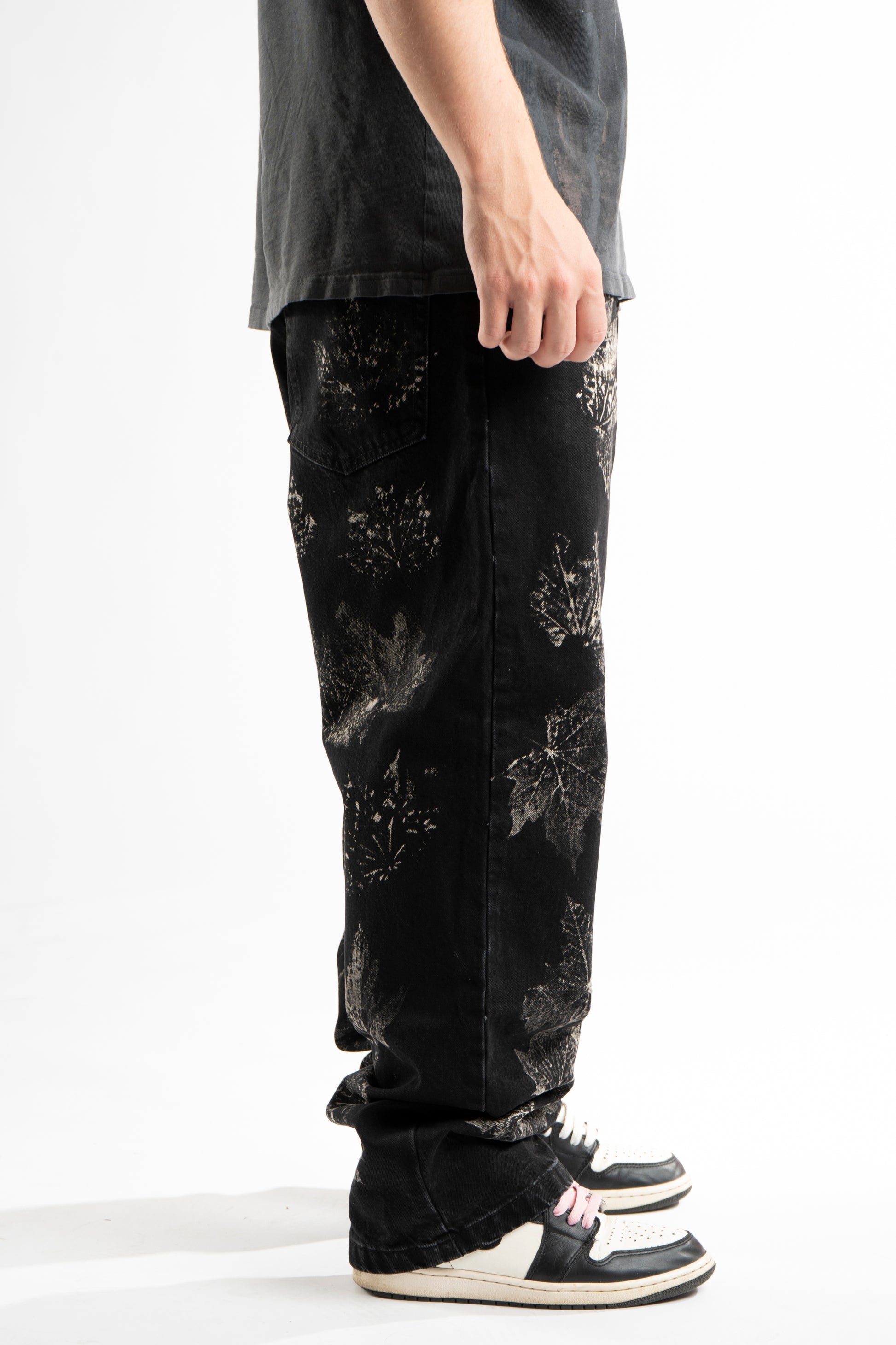 Custom Bleached Leaf Jeans