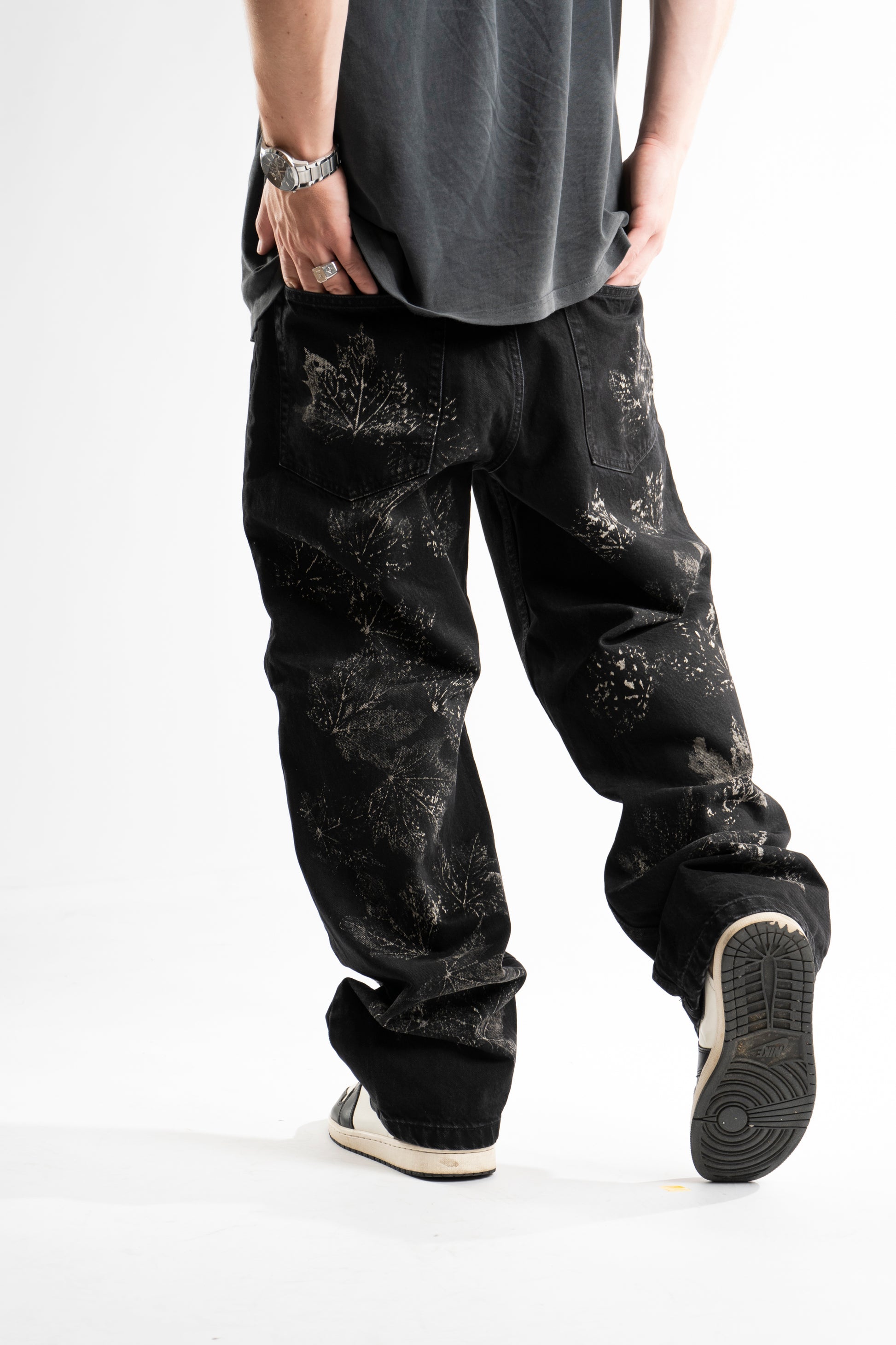 Custom Bleached Leaf Jeans