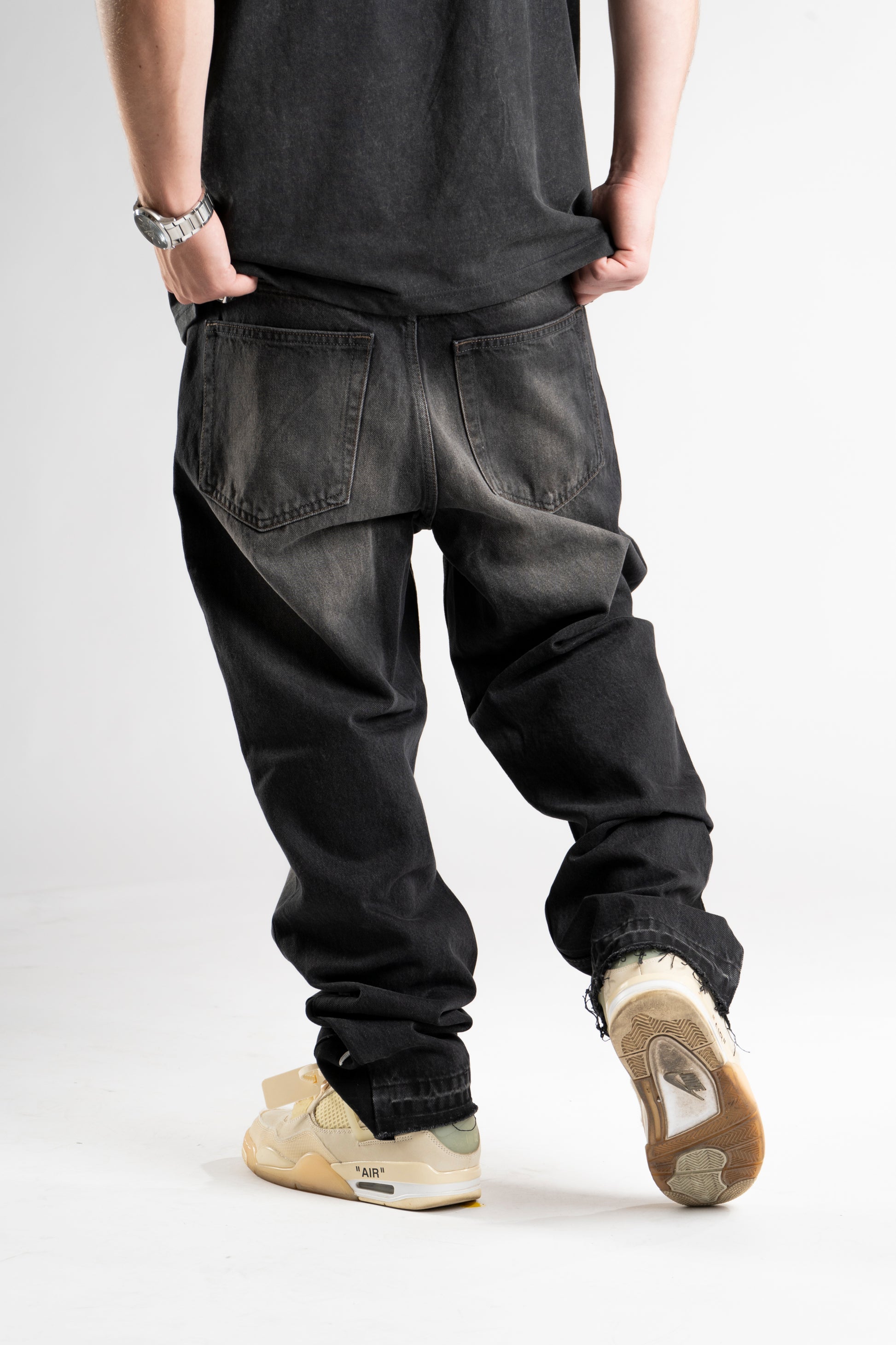 Custom Leather Tribal Flared Jeans