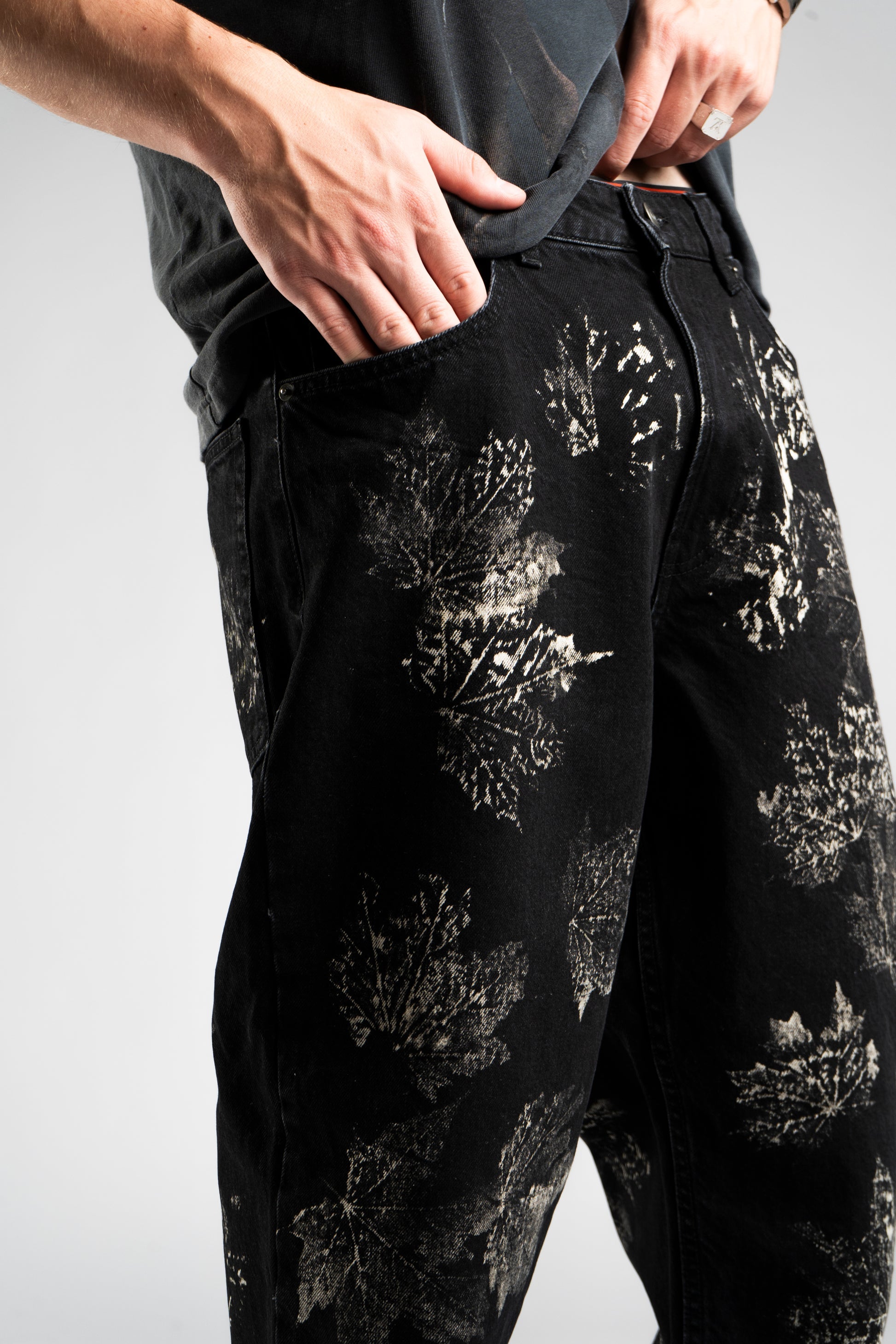 Custom Bleached Leaf Jeans