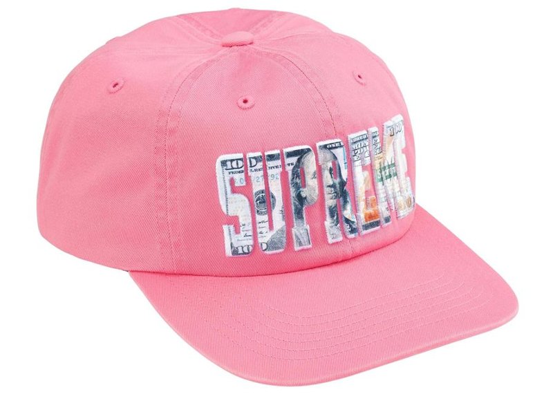Supreme Embroidered Money Logo 6-Panel Pink-Supreme-pikastore.cz