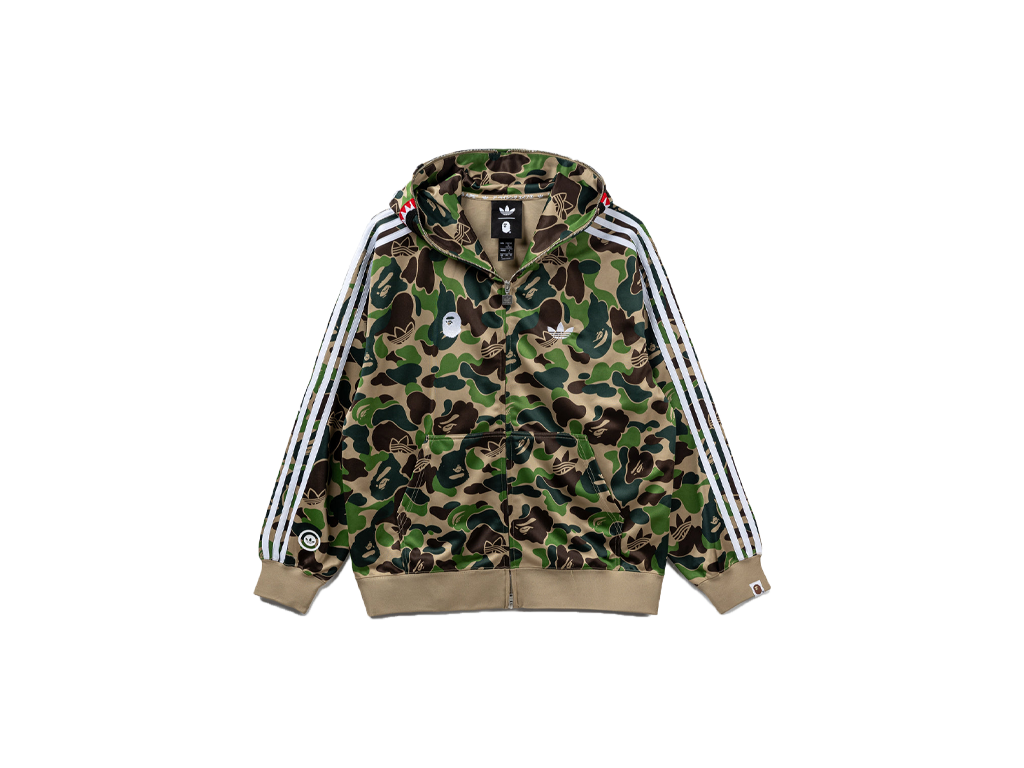 Adidas x BAPE Relaxed Fit Track Camo Shark Full Zip Hoodie Green