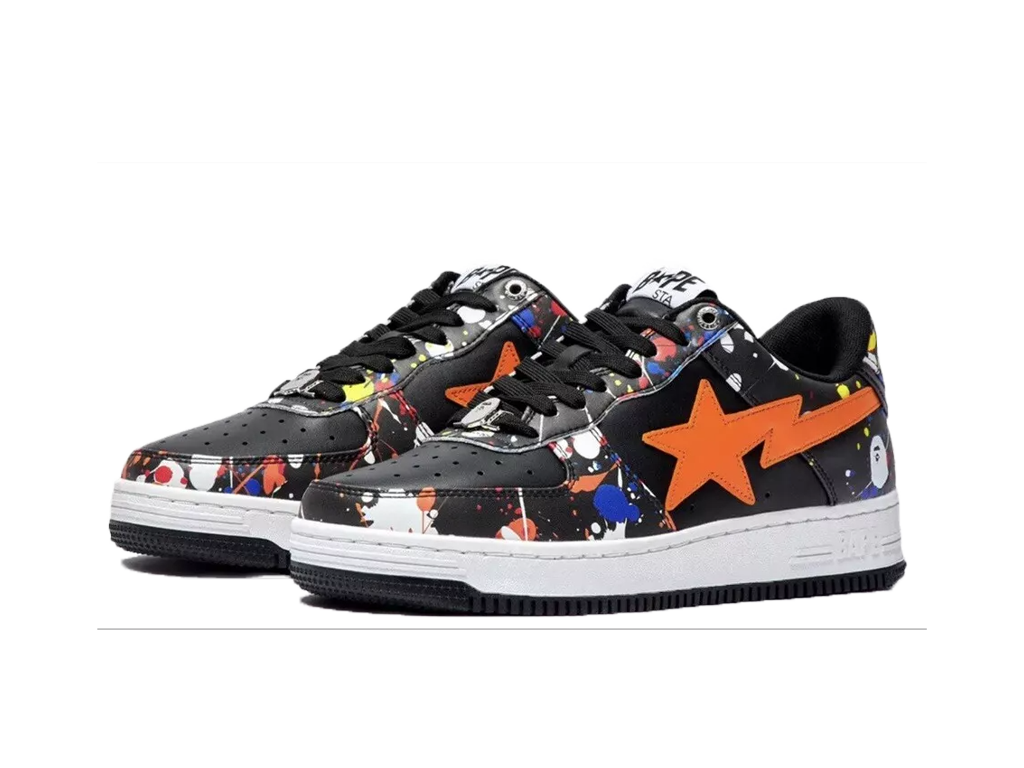 BAPE Bapesta Low Paint Splatter - Black-BAPE-pikastore.cz