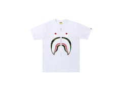 BAPE Color Camo Silver Zip Shark Tee White Green