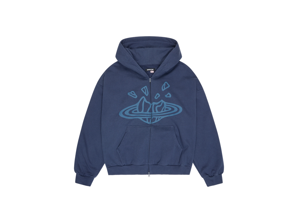 Broken Planet Zip Up Hoodie Navy Blue – mikina