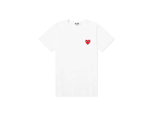 Comme des Garcons PLAY Embroidered Red Heart White Tee