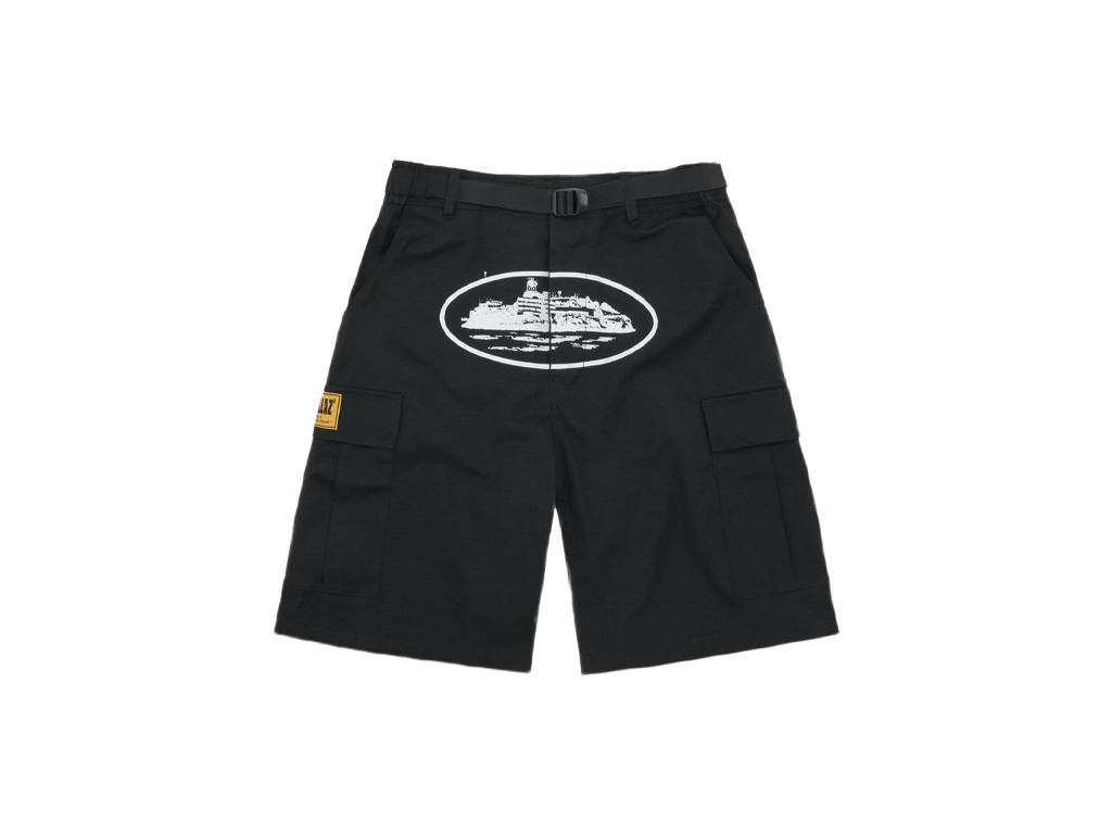 Corteiz Alcatraz Cargo Shorts Black-Corteiz-pikastore.cz