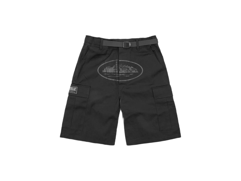 Corteiz Alcatraz Cargo Shorts Triple Black-Corteiz-pikastore.cz