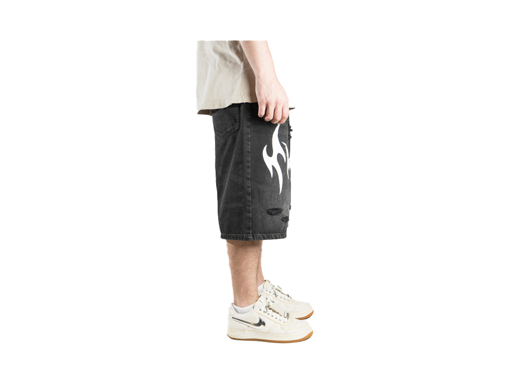 Custom Leather Tribal Shorts Black-Kalhoty-Custompantsprg-pikastore.cz