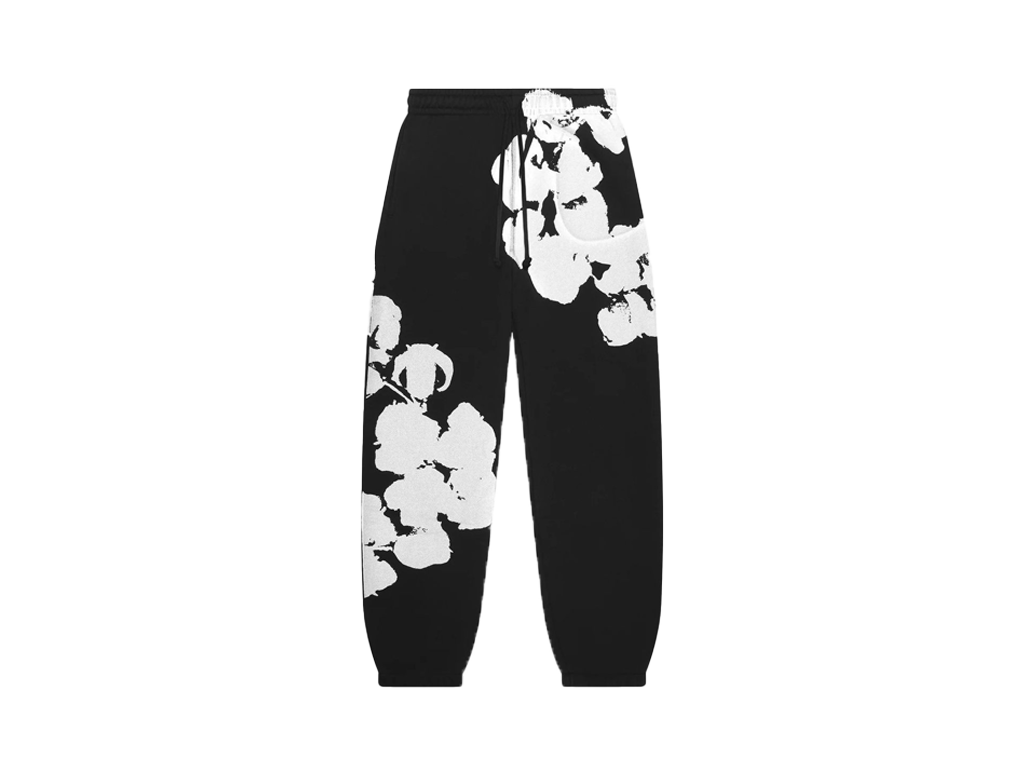 Denim Tears Big Cotton Wreath Sweatpants Black-Denim Tears-pikastore.cz